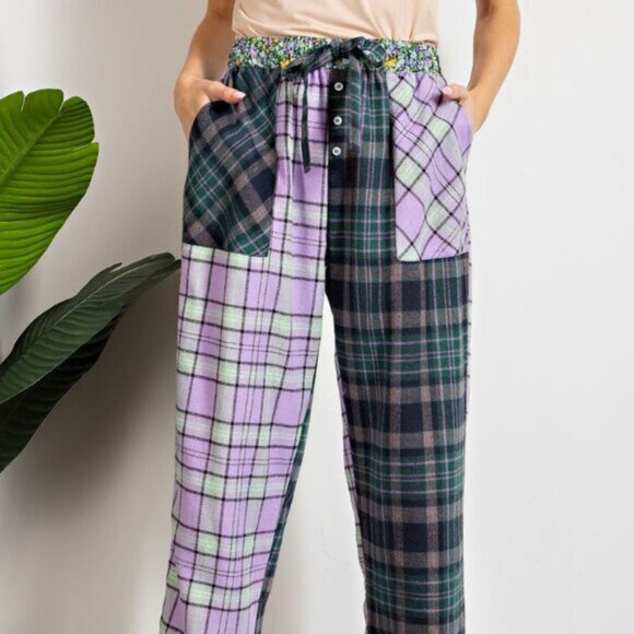 #12 - KATY - PLAID MIX BRUSHED LOUNGE PANTS - Picture 1 of 3